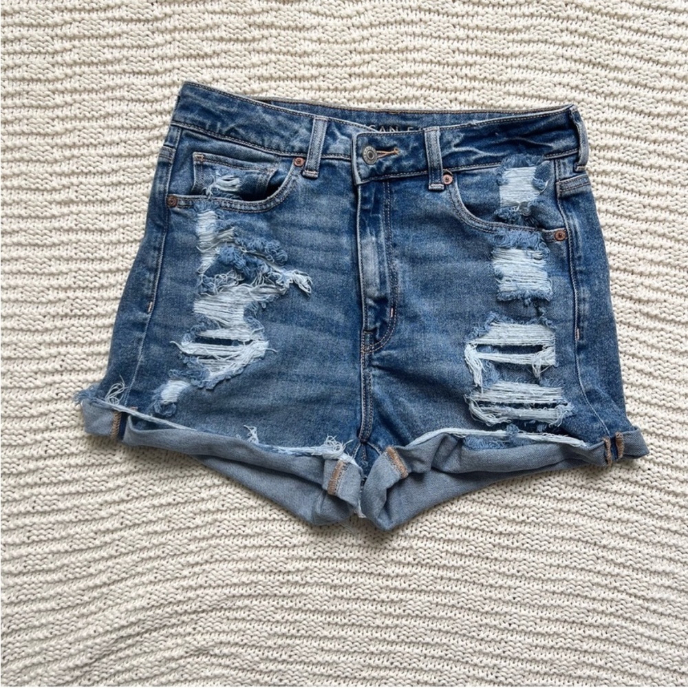 American Eagle High Waisted Stretch Denim Mom Short | Size 6 | Woman